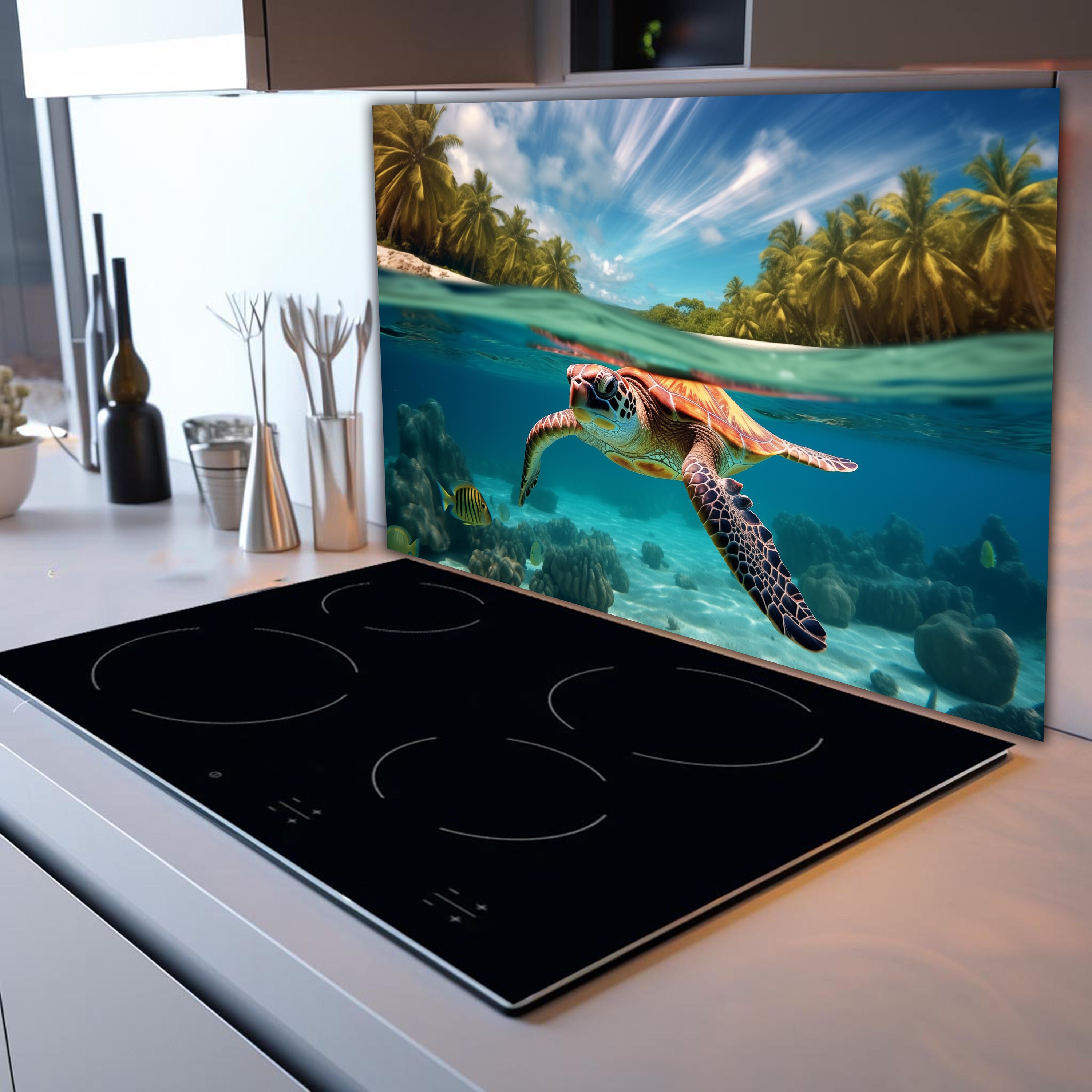 Tempered Glass Backsplash-sea Turtle Backsplash Tiles-animal Backsplash ...