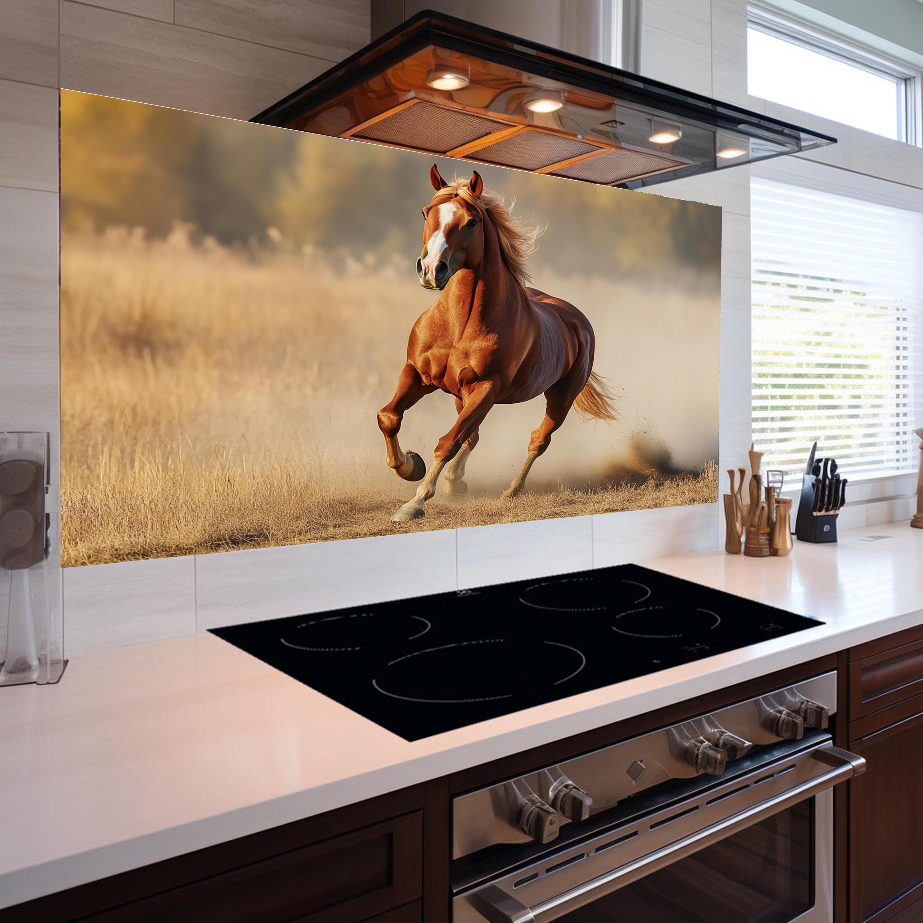 Horse Tempered Glass Backsplash Tiles-animal Backsplash for Kitchen ...