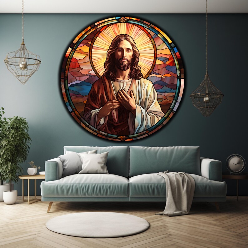 Jesus Tempered Glass Wall Art, Christ Wall Art, Jesus of Nazareth, Stained Glass Art, Glass Printing Wall Art Decor, Religious Wall Art Gift image 5