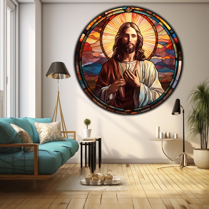 Jesus Tempered Glass Wall Art, Christ Wall Art, Jesus of Nazareth, Stained Glass Art, Glass Printing Wall Art Decor, Religious Wall Art Gift image 4
