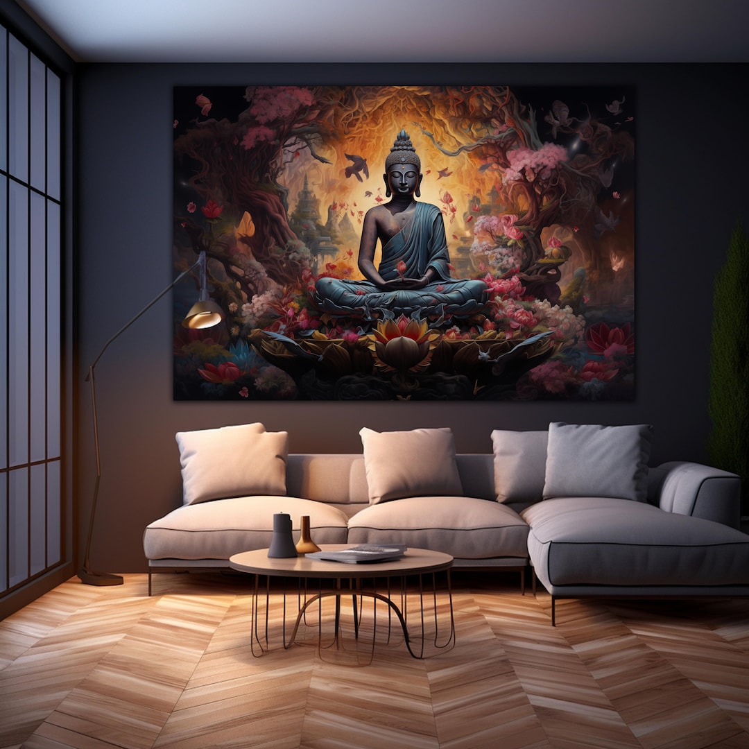 Buddha Tempered Glass Wall Decor Art, Buddha Wall Painting Glass ...