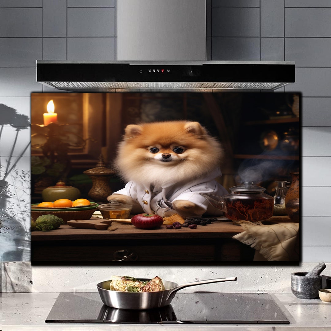 Glass Stove Top Cover Boo Dog Kitchen Wall Decor for Gas Stove Top