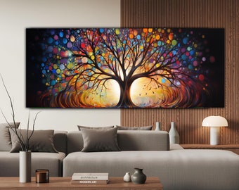 Tree of Life Stained Tempered Glass Arts, Glass Wall Arts, Glass Large Wall Art,Tree of Life Art, Modern Stained Glass, Panoramic Wall Decor