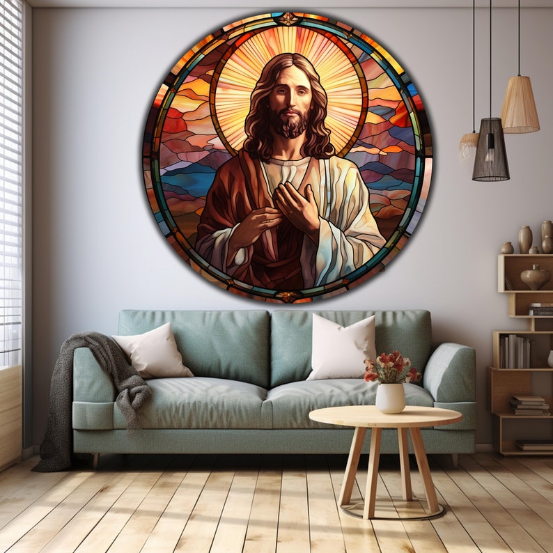 Jesus Tempered Glass Wall Art, Christ Wall Art, Jesus of Nazareth, Stained Glass Art, Glass Printing Wall Art Decor, Religious Wall Art Gift image 3