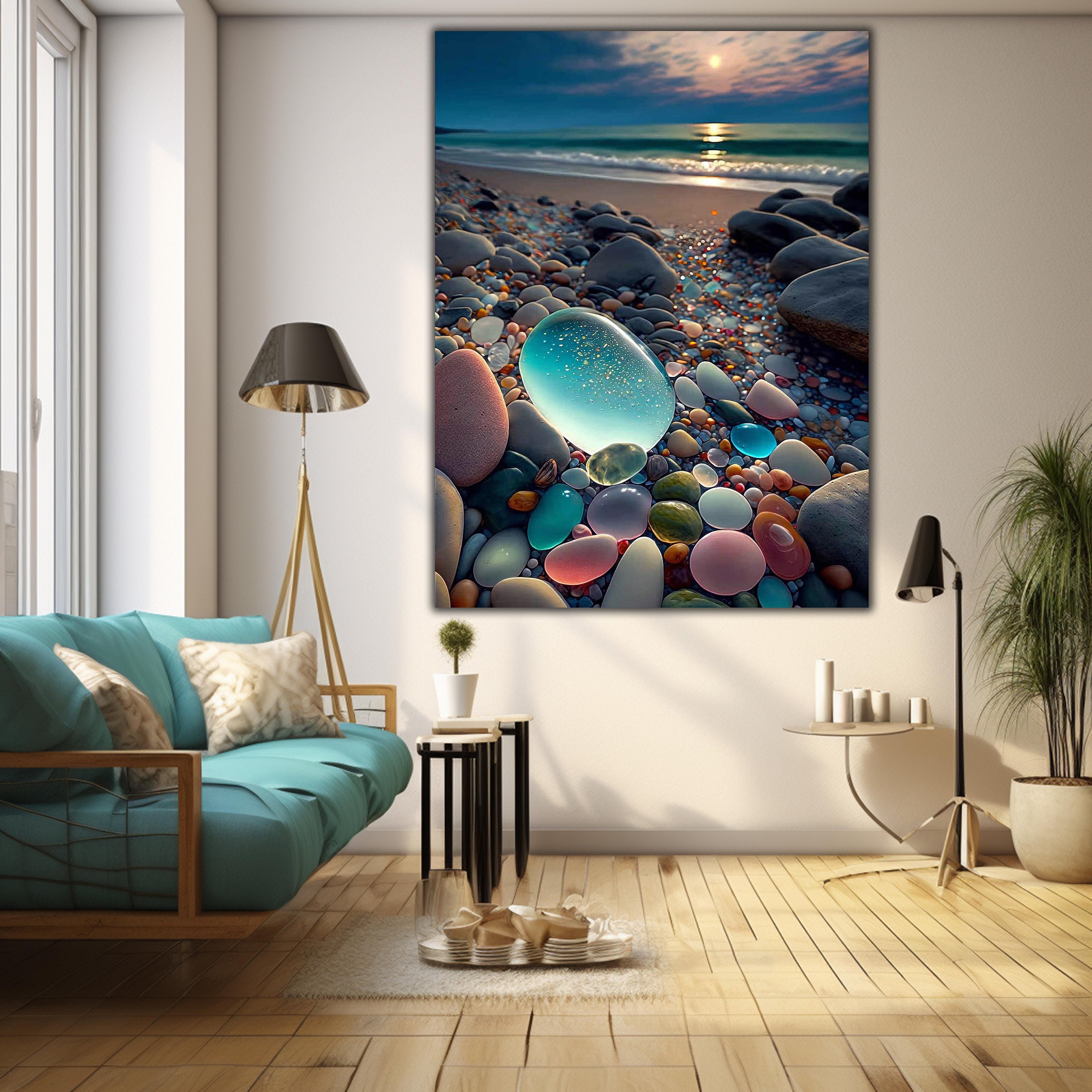 Zen Spa Stones Tempered Glass Wall Art Glass Wall Decor-beach Stones ...
