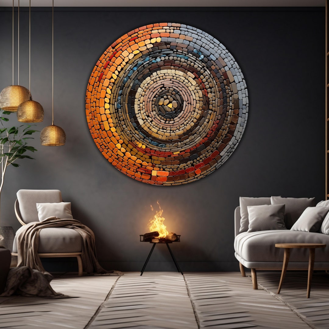 Zen Spa Mosaic Tempered Glass Round Wall Decor Art,zen Spa Stones ...