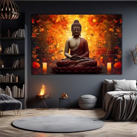 Buddha Tempered Glass Wall Decor Art, Buddha Wall Painting Glass Printing, Buddha Wall Art, Buddha Wall Decor,Indian Wall Art,Hindu Wall Art