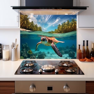 Tempered Glass Backsplash-sea Turtle Backsplash Tiles-animal Backsplash ...