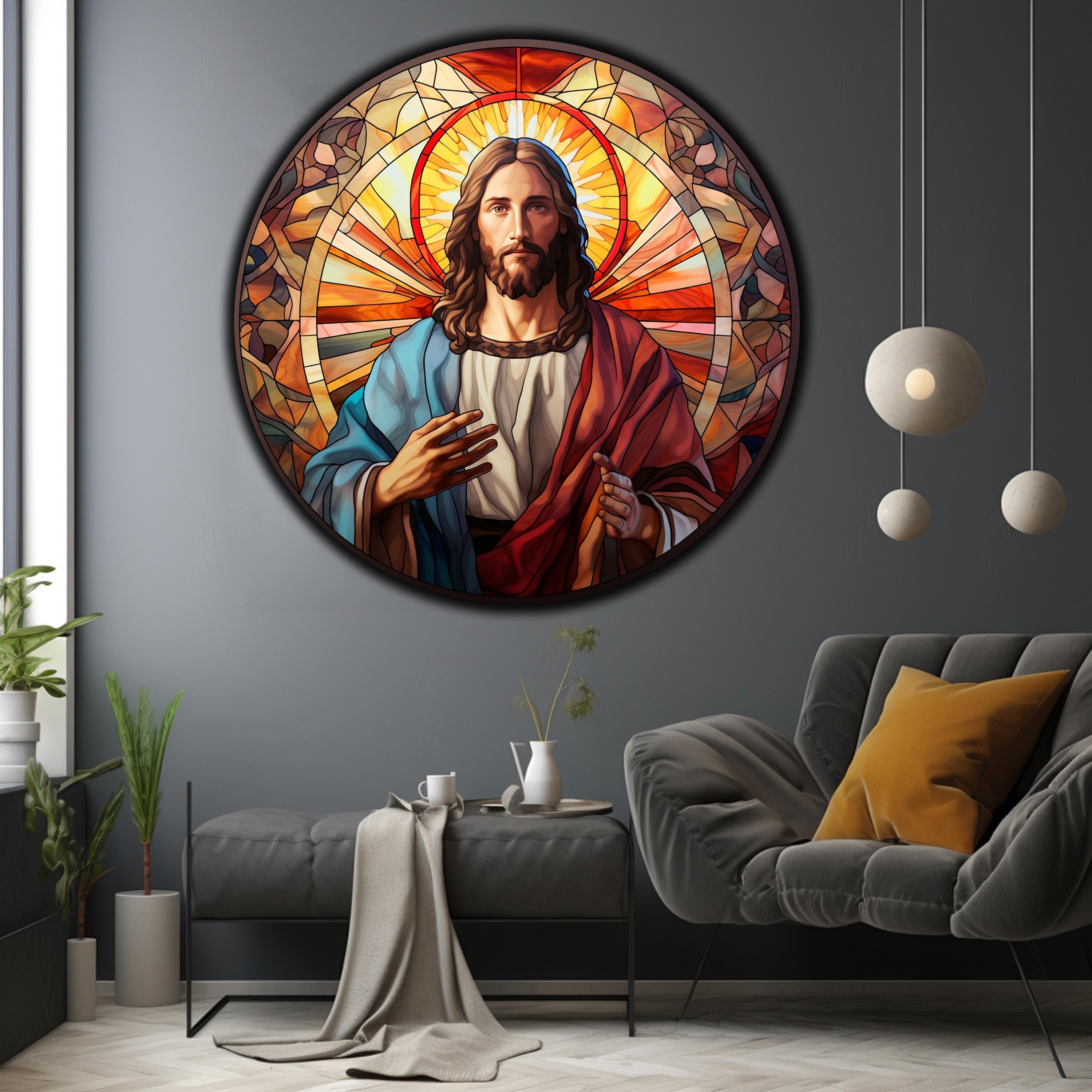 Jesus Tempered Glass Wall Art, Christ Wall Art, Jesus of Nazareth, Stained Glass Art, Glass Printing Wall Art Decor, Religious Wall Art Gift