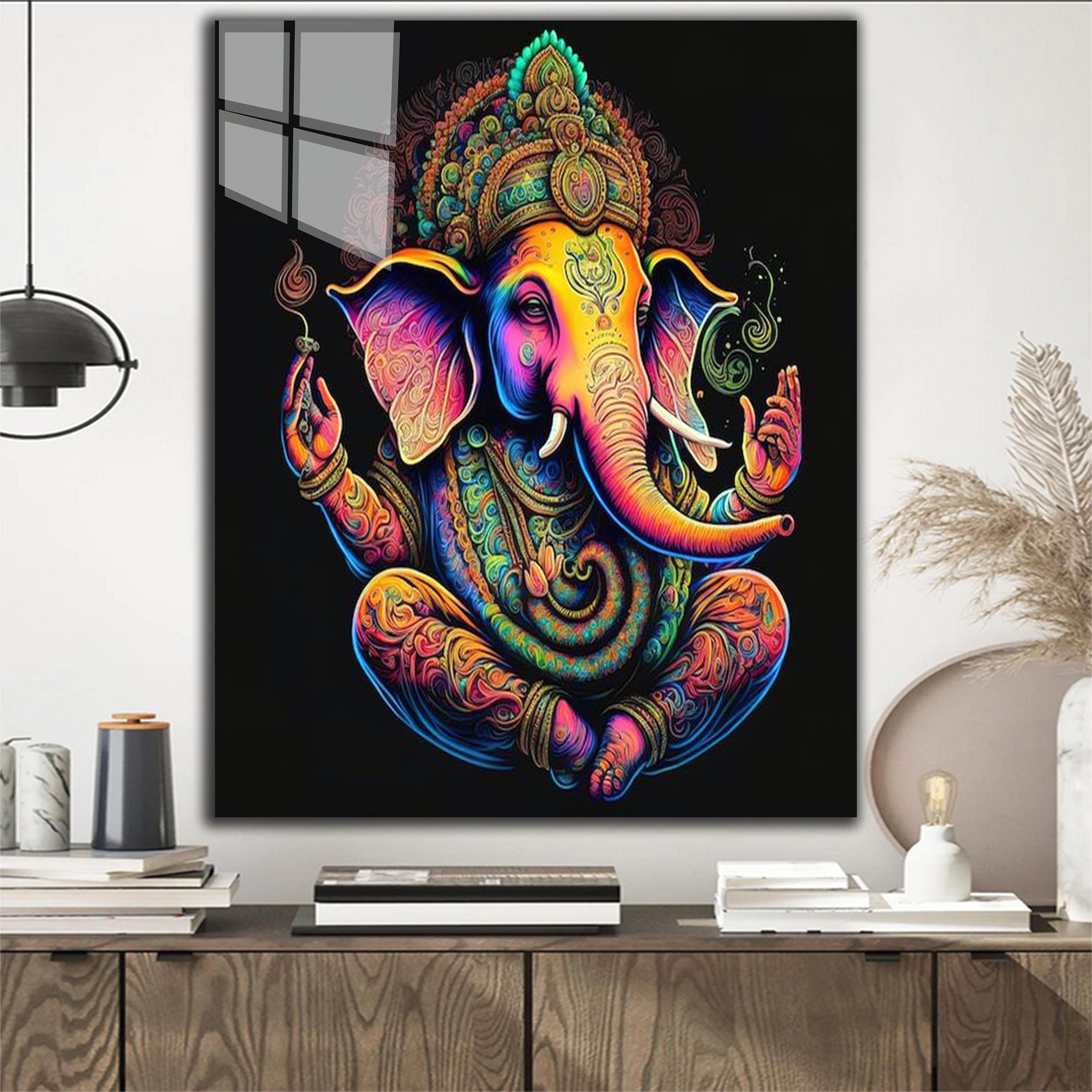 Tempered Glass Wall Art Ganesh Wall Art Panoramic Wall Decor Abstract ...