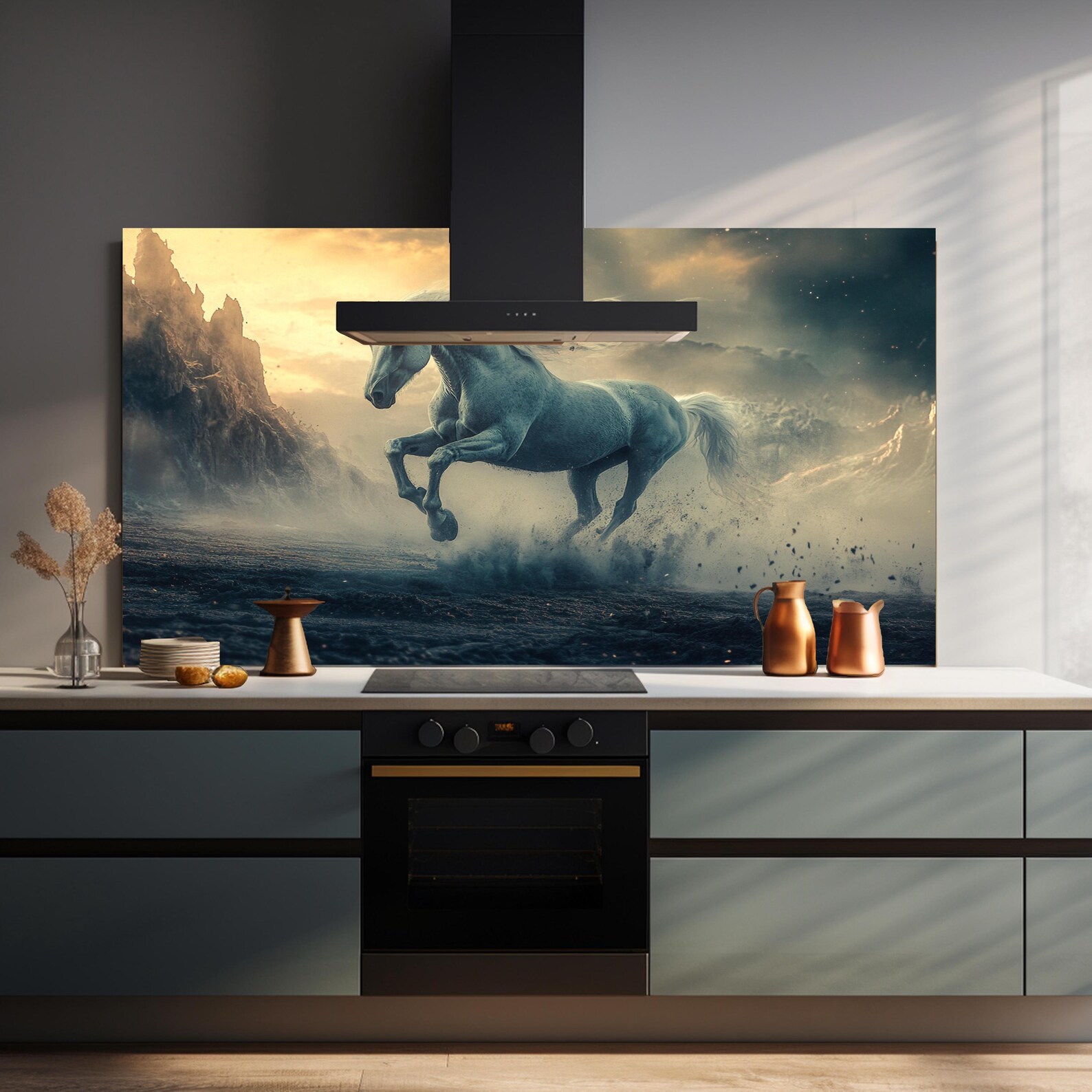 Horse Tempered Glass Backsplash Tiles-animal Backsplash for Kitchen ...