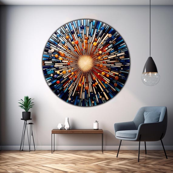Tempered Glass Wall Art-Stained Round Wall Art Gift-Circle Wall Art-Tempered Glass Art-Glass Wall Decor-Abstract Glass Art-Round Wall Decor