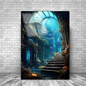 Under Sea Tempered Glass Wall Art-Ocean Glass-Aquarium Wall Decor-Glass Printing-Extra Large Wall Hangings Art-Fish Wall Art Under Sea Arts