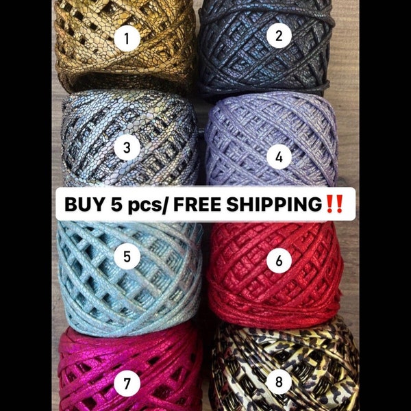 metallic rope snake leopard tshirt yarn premium glossing, glow thread, knitting, polyester yarn for bags,  DIY crochet basket for craftsman