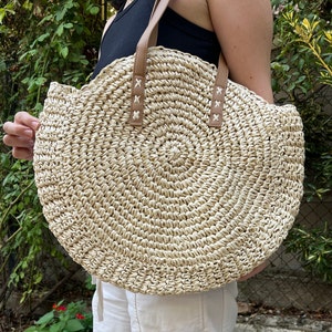 Raffia Handmade diy Beach Bag, Bohemian Summer WovenStraw Bag, Large Capacity Shoulder Bag, Vacation, Tote Bag, Wicker Bag, Mothers Day Gift