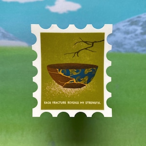 Adesivo timbro di ispirazione giapponese / Adesivo in vinile motivazionale Kintsugi per diario, cancelleria accogliente, regalo di consapevolezza / Adesivo impermeabile