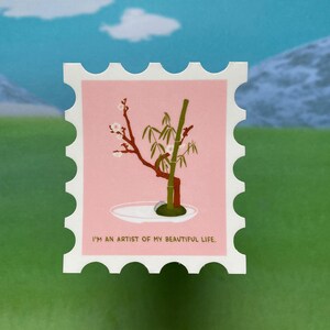 Adesivo timbro di ispirazione giapponese / Adesivo in vinile kawaii motivazionale per diario, cancelleria accogliente, regalo di consapevolezza / Adesivo impermeabile
