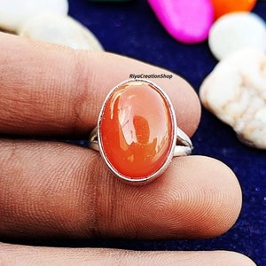 Natural Carnelian Ring ,Handmade Silver Ring, 925 Sterling Silver Ring, Gift for her ,Designer Natural Oval Stone Ring, Promise Ring.