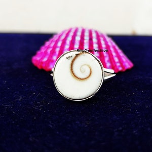 Shiva Shell Ring, Shiva Eye Ring, 925 Sterling Silver Ring, Shell Jewelry, Eye of Shiva Ring, Natural Stone Ring, Seashell Rings for Women.