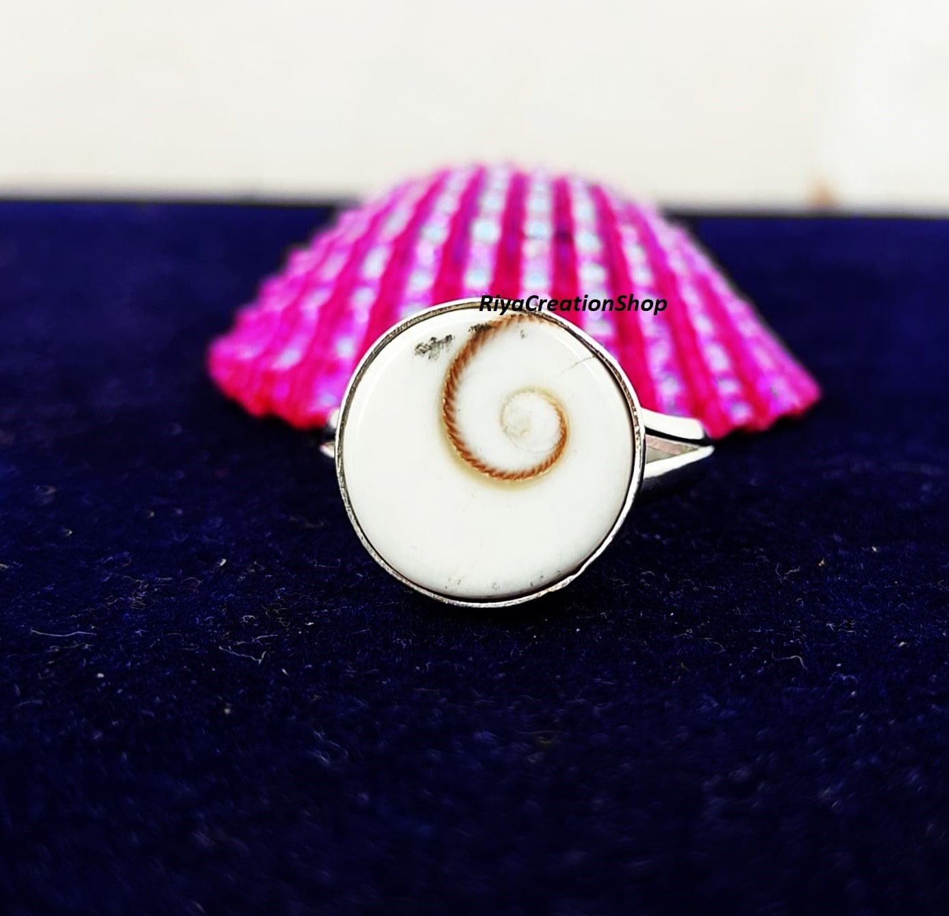 Sterling Silver Shiva Shell Ring: Natural Seashell Jewelry