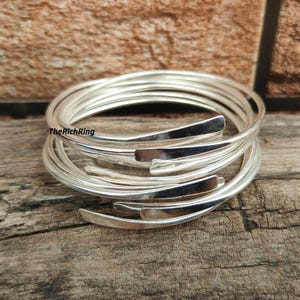 Plata esterlina 925, juego de 7 pulseras, pulsera de plata para ella/él, 7 pulseras ajustables, pulseras hechas a mano, regalo para mamá, regalo para toda ocasión.