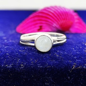 Rainbow Moonstone Ring: 925 Sterling Silver Boho Jewelry