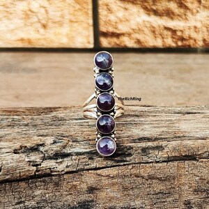 Natural Purple Amethyst 925 Sterling Silver Ring, Amethyst Designer Round Shape Ring ,Christmas Gift ,February Month Birthstone.