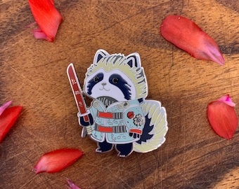 Tanuki Samurai pin // enamel pin-raccoon enamel raccoon samurai enamel pin-raccoon-samurai pin-raccoon gift-samurai-japan enamel pin-enamel