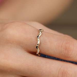 14K Solid Gold Enamel Heart Ring - Real Gold Black and White Heart Ring - Minimalist Stacking Ring for Women - Dainty Ring - Gift for Her