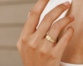 Azoren Ring, 14K solid Gold Ring, Zierliche einfache Ring, Zarte Ring, Geschenk für Sie, Versprechen Ring, echte 14K Gold Ring, Uniqe Schmuck