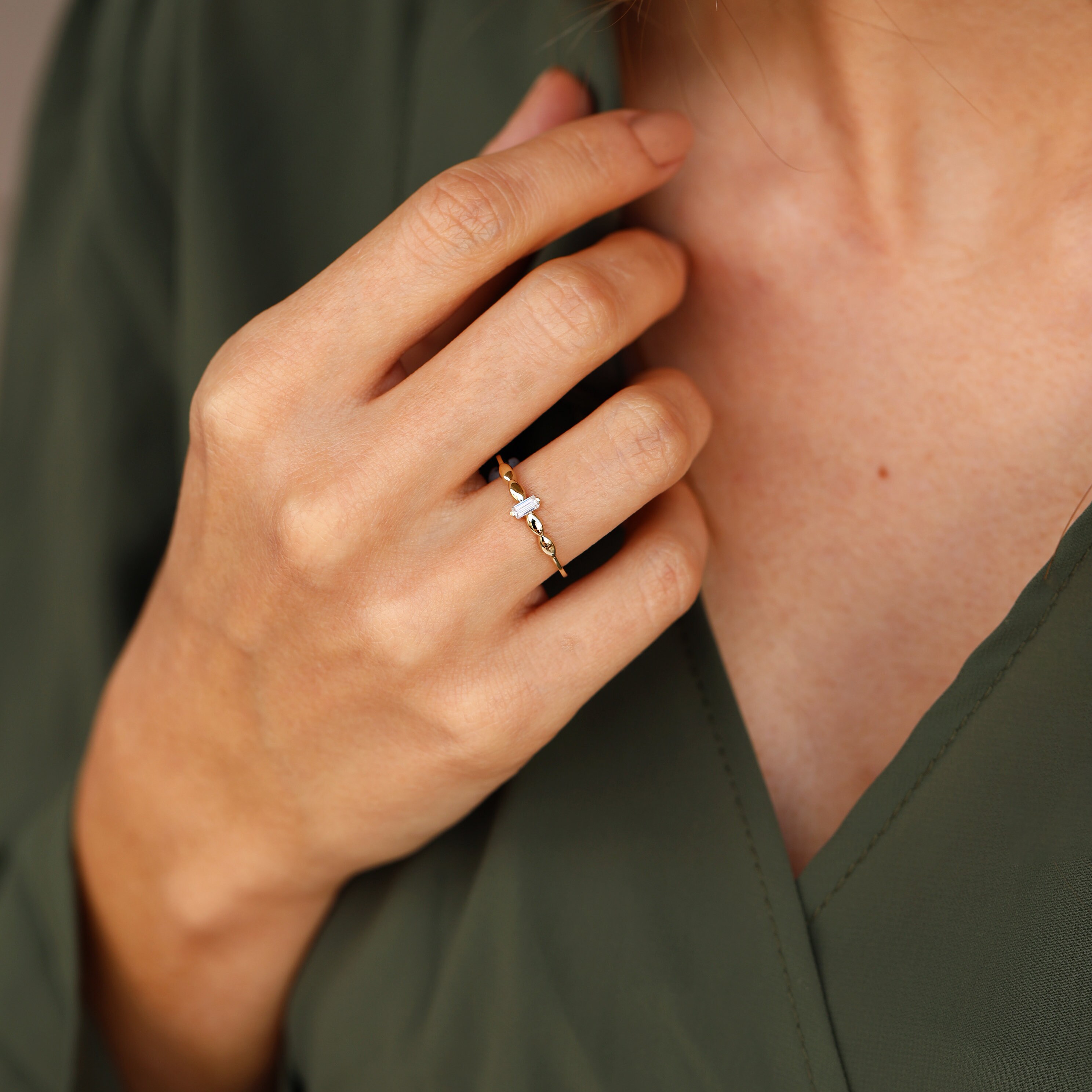 Oscar Ring, 14 K Solid Gold Ring, Dainty Jewelry, Gold