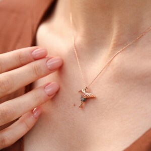 14K Solid Gold Hummingbird Necklace, Elegant and Simple Designs for Everyday Wear, Uniq Designs, Mystical and Elegant Look, Gift for Her image 6