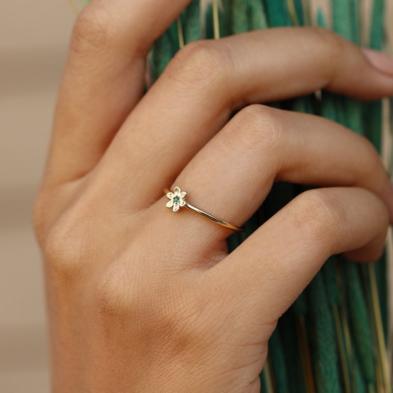 Mainau Ring, 14K Solid Gold Ring, Thin Gold Stacking Rings for Women, Flower Rings, Minimal Jewelry, Delicate Ring, Gift for Her image 7