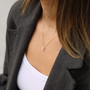 Custom 14K Gold Initial Necklace - Real Gold Letter Pendant Necklace - Personalized Name Necklace - Initial Necklace - Mother&#39;s Day Gift