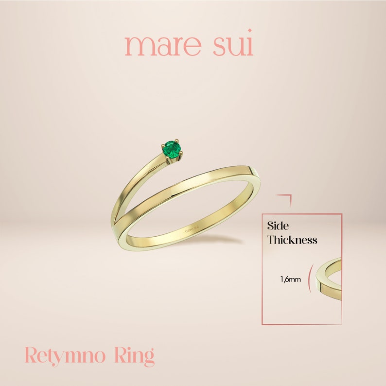 Retymno Ring, 14 K solid Gold Ring, Dünne Gold Stapelringe für Frauen, Zierliche Goldring, Minimal Schmuck, Zarte Ring, Geschenk für Sie Bild 7