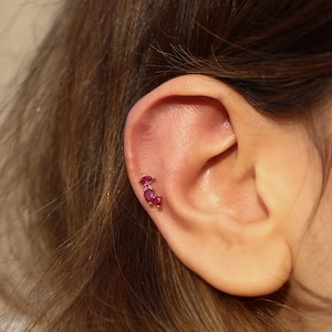 14K Solid Gold Marquise Piercing, Minimalist Tragus Piercing, Gold Stud Piercing, Ear Piercing, Cartilage Piercing, Helix Piercing