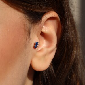 Piercing Quatro Marquise en or massif 14 carats, piercing tragus minimaliste, clou d'oreille en or, piercing oreille, piercing cartilage, piercing hélice