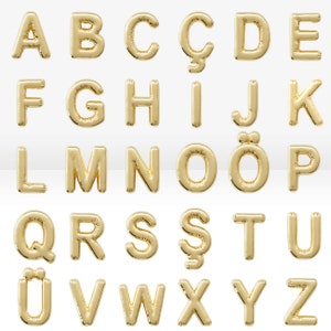 14K Solid Gold Bubble Letter Necklace - Balloon Initial Pendant - Real Gold Initial Necklace - Alphabet Letter Charm - Mother&#39;s Day Gift
