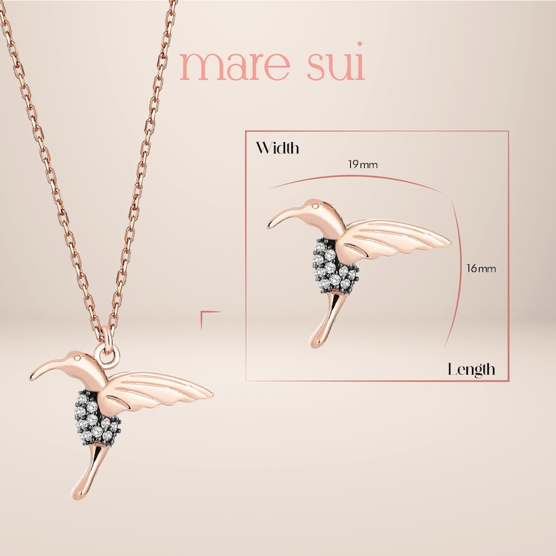 14K Solid Gold Hummingbird Necklace, Elegant and Simple Designs for Everyday Wear, Uniq Designs, Mystical and Elegant Look, Gift for Her image 9
