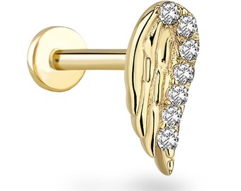 【WING BLING】★14K★ Persia ピアス (M Size) 14K Solid Gold Angel Wings Earrings - Real Gold Fairy Wings