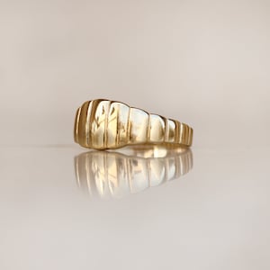 14K Solid Gold Croissant Ring - Real Gold Dainty Ring for Women - Womens Minimalist Ring - Stacking Ring - 14K Gold Jewelry - Gift for Her