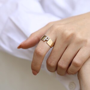 14K Real Gold Zircon Initial Ring - Personalized H Letter Ring - Solid Gold Initial Ring - Statement Rings for Women - Anniversary Gifts image 18