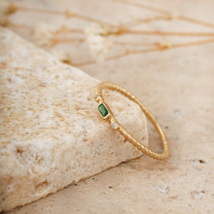 14k Gold Zircon Ring for Women - Handmade Jewelry, Perfect for Anniversaries, Birthdays, and Mother&#39;s Day