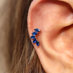 Piercing cinq marquise en or massif 14 carats, piercing tragus minimaliste, clou d'oreille en or, piercing oreille, piercing cartilage, piercing hélice