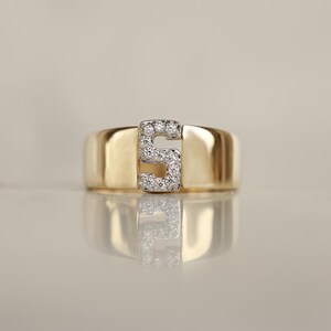 14K Real Gold Zircon Initial Ring - Personalized H Letter Ring - Solid Gold Initial Ring - Statement Rings for Women - Anniversary Gifts image 14