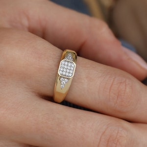 Zircon Stone Gold Ring, Modern and Stylish Look, Handmade Jewelry, Unique Design, 14K Gold Ring, Dainty Ring, Perfect Gift for Her