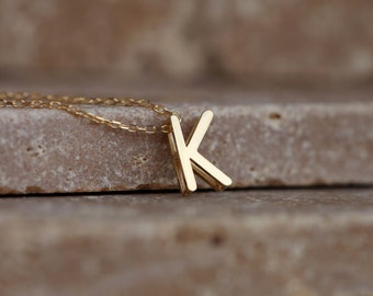 14K Solid Gold Personalized Initial Necklace - Custom Letter Pendant Necklace - Gold Necklace for Women - Layered Necklace - Gift for Her