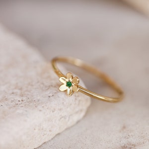 Mainau Ring, 14K Solid Gold Ring, Thin Gold Stacking Rings for Women, Flower Rings, Minimal Jewelry, Delicate Ring, Gift for Her image 1