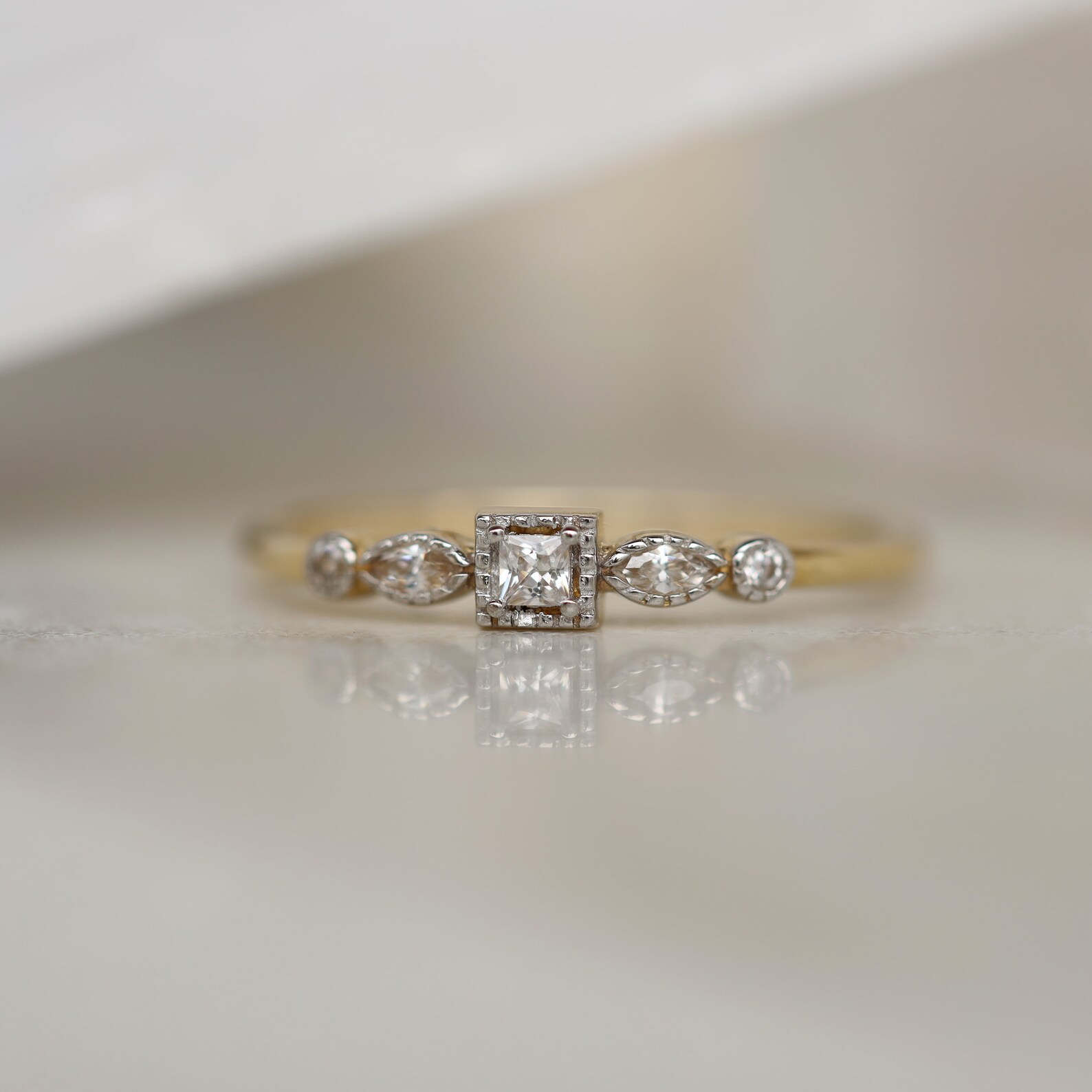 14K Solid Raja Ampat, Promise Gold Stacking Rings for Women, Dainty ...