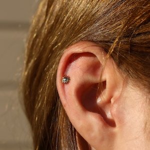 14K Real Gold Sun Tragus Earrings - Tiny Sun Stud Cute  Piercings - 14K Gold Helix Stud - Minimalist Tragus Piercings - Gifts for Her